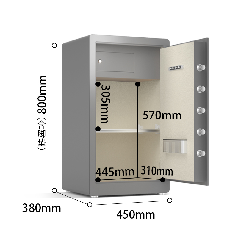 尊龙凯时AE103-W指纹密码(Wi-Fi)保管箱H800(灰色)(台)