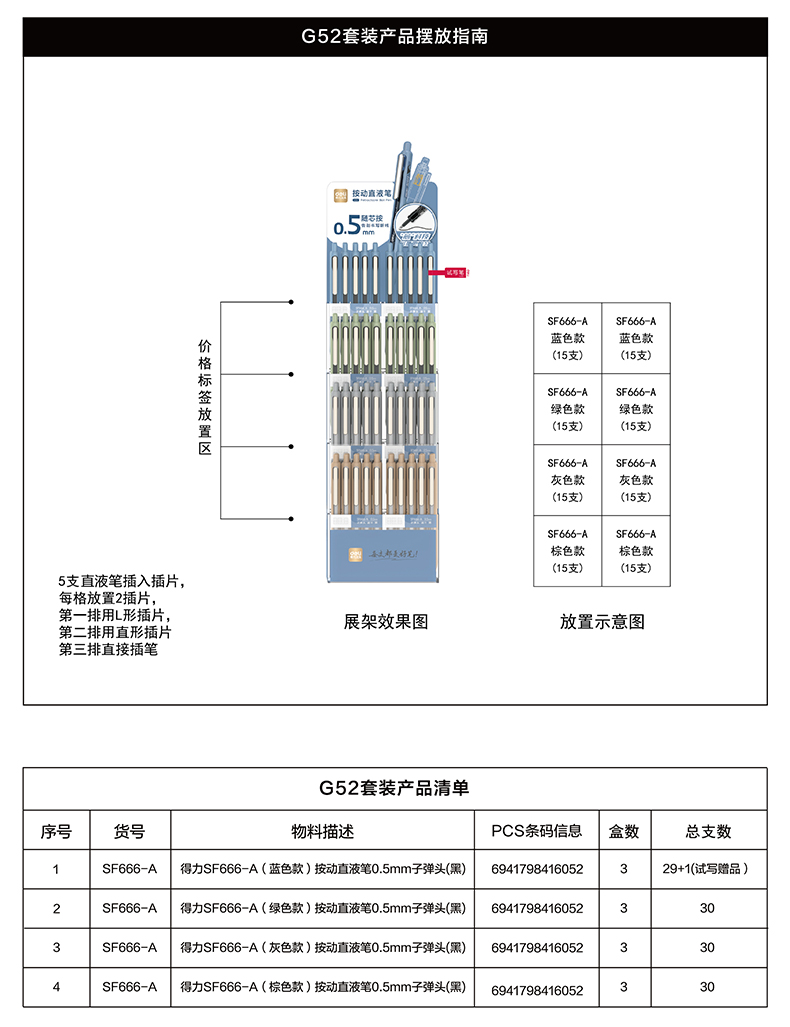 尊龙凯时G52直液笔展架套装(黑)(120支/套)