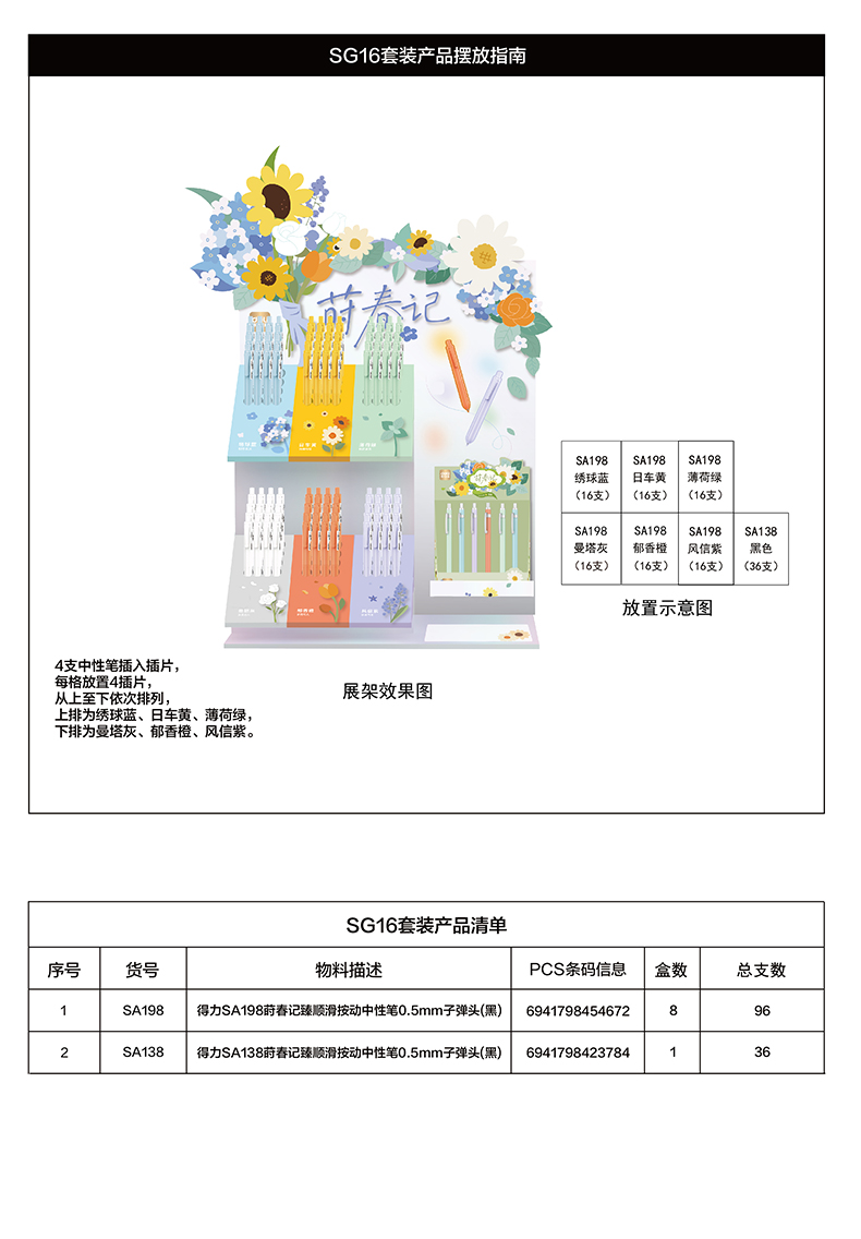 尊龙凯时SG16莳春记按动中性笔套装(黑)(1套/件)