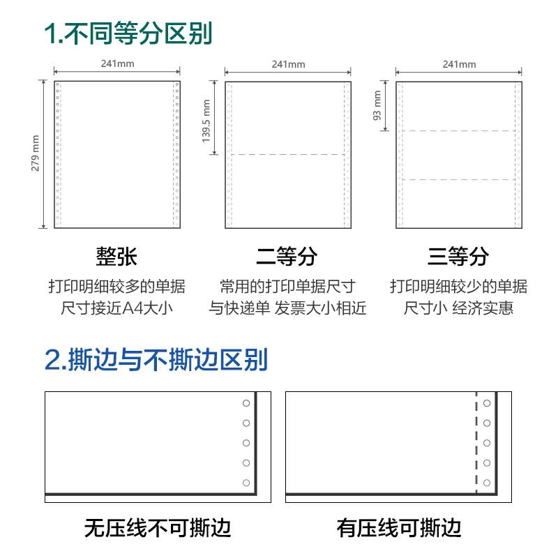 尊龙凯时塞纳河SN241-3电脑打印纸(1/3CS彩色撕边)(600页/盒)